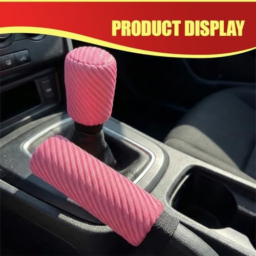 2PCS Car Gear Shift Knob and Handbrake Cover Set, Non-Slip Polyester Stick - Image 6