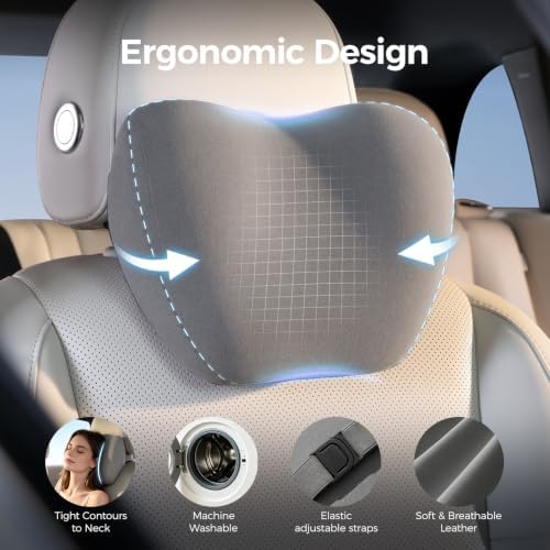 BABUR Car Neck Pillow Ergonomic 100% Memory Foam Headrest - Image 3