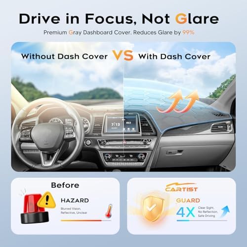 CARTIST Gray Dash Cover for 2015-2019 Hyundai Sonata Dashboard Cover - Image 4