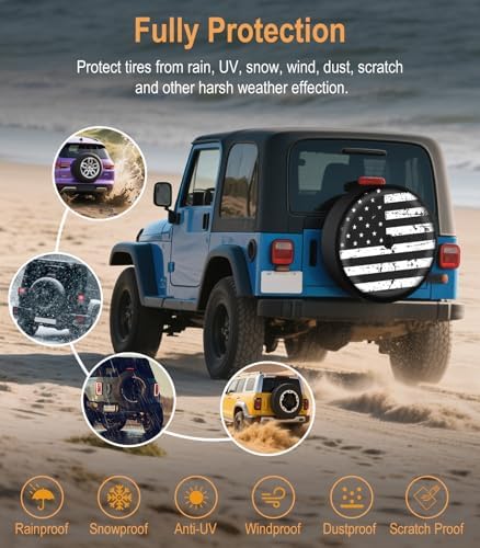 Vintage American Flag Spare Tire Cover - Image 3