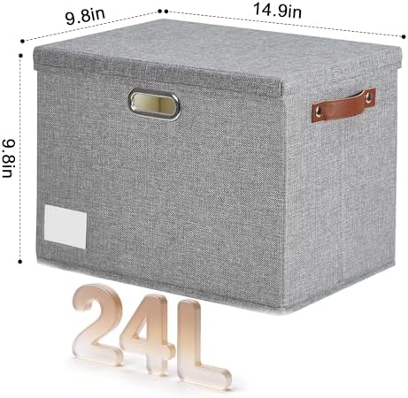 15" Fabric Storage Box with Lids - Image 2