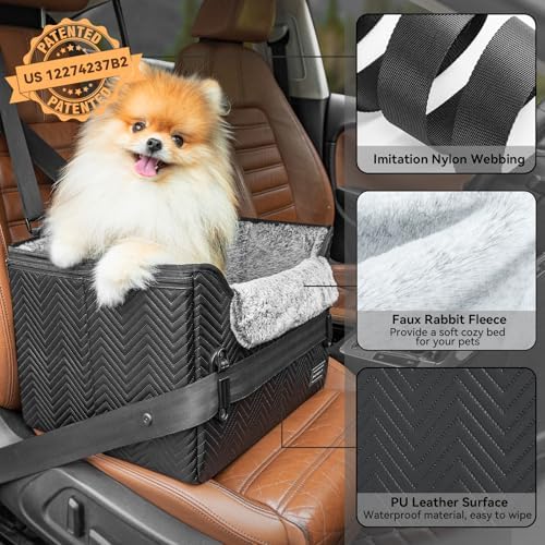 PETSFIT Small Dog Car Seat, Waterproof PU Leather Dog Carseat - Image 5