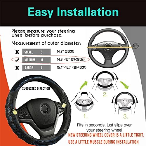 PINCTROT Steering Wheel Cover Great Grip Honeycomb Design 15 Inch - Image 6