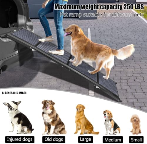 GaliGali Dog Ramp for Car Portable Folding Pet Stair 62" Long & 17.3" Wide - Image 5
