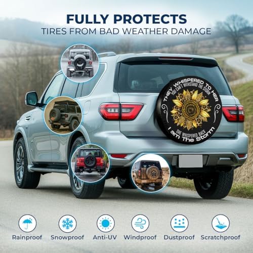 GENANY Sunflower Storm Art Thick PVC Leather Spare Tire Cover Size 15 - Image 3