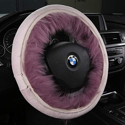3Pcs/Set Fluffy Wool Car Steering Wheel Cover Set - Image 3