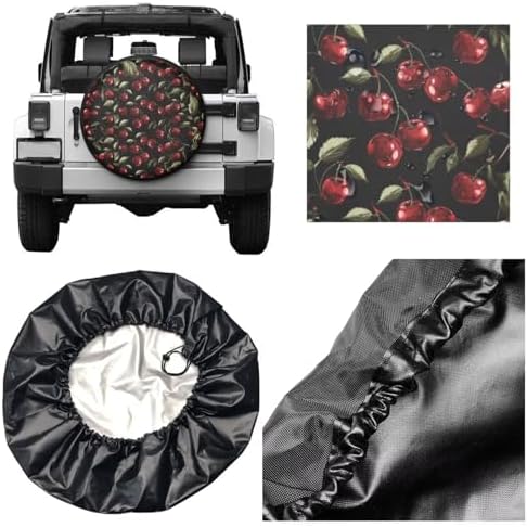 Cherry Cute Spare Tire Cover Red Fruite Universal Tire Covering Trailer - Image 3