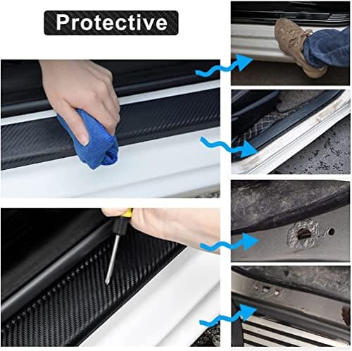 4Pcs Car Door Sill Protector for Chevy Colorado, Carbon Fiber Anti-Scratch - Image 2