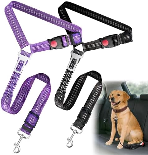 2-Pack Dog Car Seat Belt, 3-in-1 Headrest-Mounted Dog Seatbelt by Frskcssd