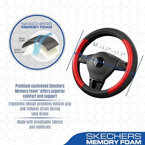 Skechers Steering Wheel Cover Memory Foam, Luxury Leather Steering Wheel Covers - Image 4