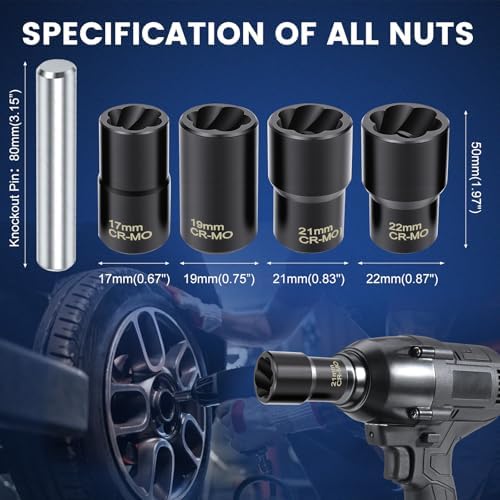 Professional 5-Piece Lug Nut Extractor Set - Image 2
