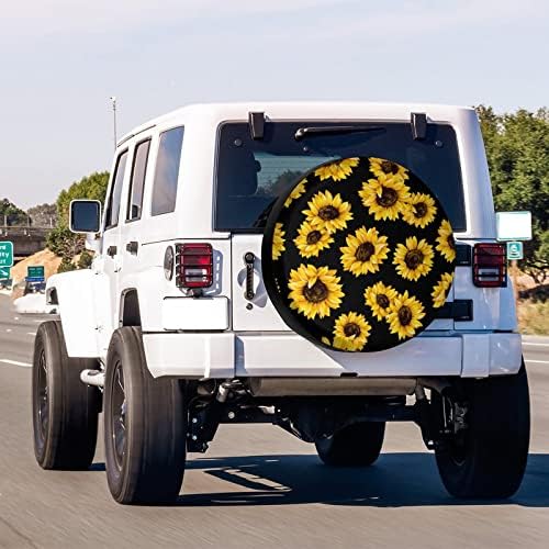 Delerain Spare Tire Cover Sunflower Wheel Covers Waterproof Dust-Proof UV Sun - Image 3