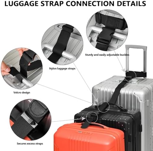 BILIONE 4 Pack Luggage Connector Straps, Connect 3 Suitcases ＆ Add A Bag - Image 5