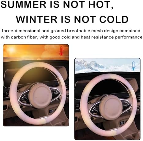 Leather Steering Wheel Cover, Colorful Cute Pink Purple Steering Wheel Cover - Image 5