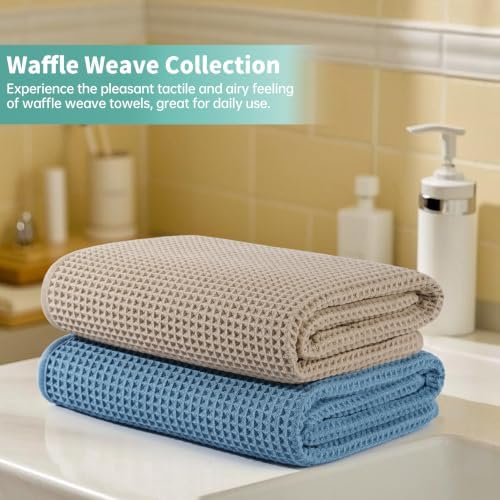 Microfiber Waffle Bath Towels, 4 Pieces, Fast Drying, Lint Free 430 GSM - Image 6