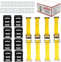 Vehicle Wheel Chock Tie Down kit 4500lb Break Strength-4 Pack 2" x9' E Track by Autofonder