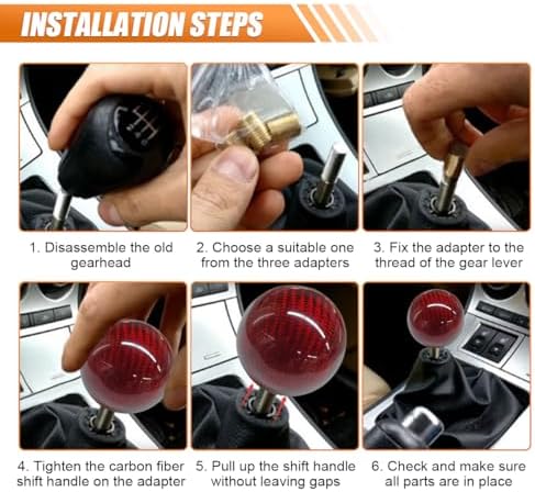 Carbon Fiber Shift Knob, Car Round Ball Gear Shifter Knobs - Image 6