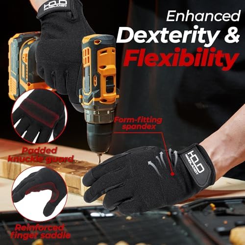 HANDLANDY Work Gloves for Men & Women, Utility Mechanic Working Gloves Touch - Image 3