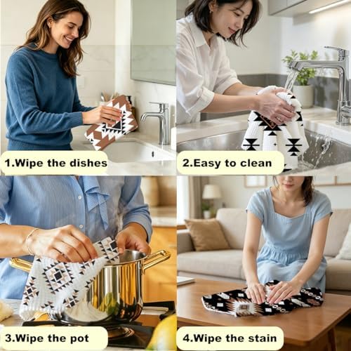 4 Pcs Western Aztec Kitchen Towels Vintage Themed Dish Towel Bathroom Decor - Image 5