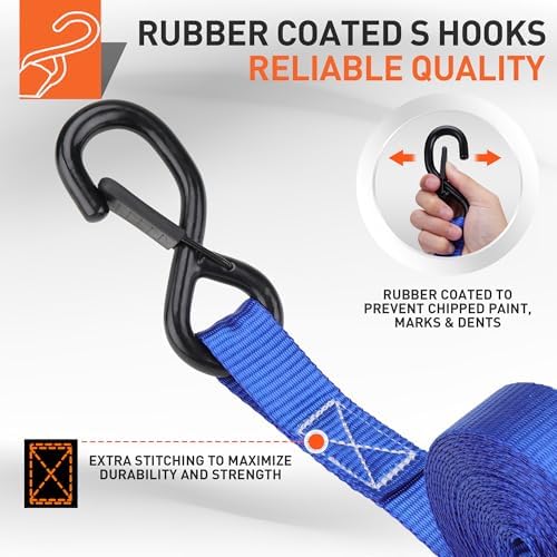 Ratchet Straps Heavy Duty, Tie Down Straps Ratchet Set, 2200 LB Break Strength - Image 3