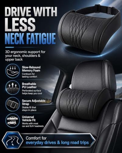 Universal Memory Foam Car Headrest Neck Pillow Adjustable Driving - Image 2