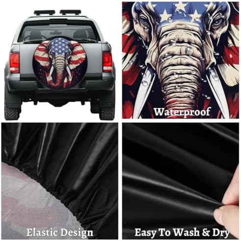 Spare Tire Cover for RV Trailer, American Elephant Tire Covers Universal Fit - Image 4