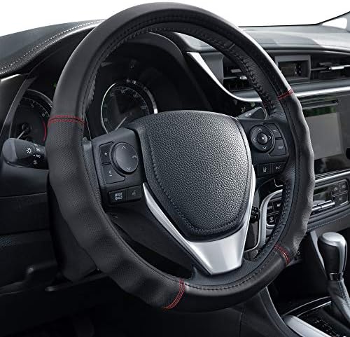 Motor Trend Faux Leather Steering Wheel Cover, Standard 15 inch Size, Comfort by MotorTrend