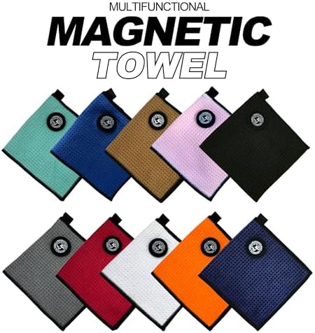 Small Magnetic Golf Towel with Clip, Microfiber Waffle Design - Image 3