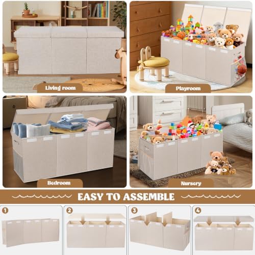 Extra Large Toy Box with Lids, Collapsible Storage Bin - Image 7