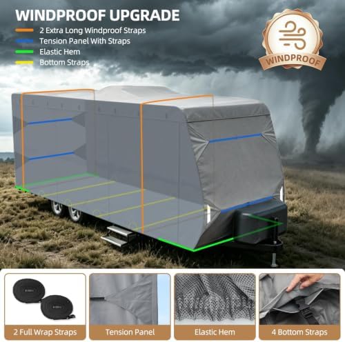 Leader Accessories Windproof 27-30 ft Travel Trailer RV Cover Extra Thick - Image 3