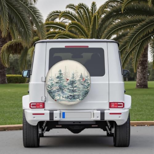 Winter Red Bird Tire Covers 17 Inch Universal Pine Tree Forest Xmas - Image 7
