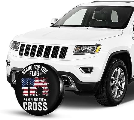 Spare Tire Cover American Flag Cross Wheel Covers 17 Inch No Camera Hole - Image 4