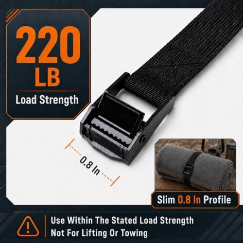 2 Pack Lashing Straps with Buckles, 59 in Cam Buckle Tie Down Straps - Image 6