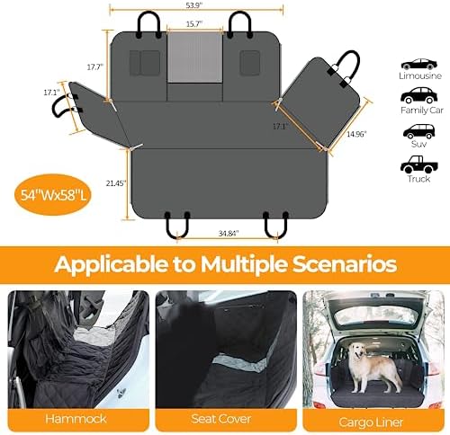 YSSOA Dog Car Seat Cover for Back Seat, Durable Waterproof Nonslip Pets Hammock - Image 4