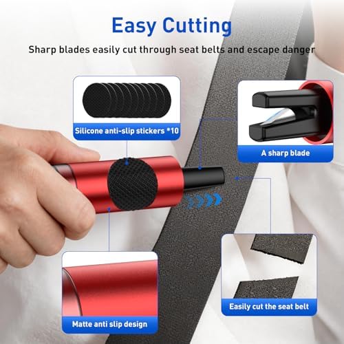 Car Safety Hammer Seatbelt Cutter and Survival Whistle Safe Transparent - Image 4