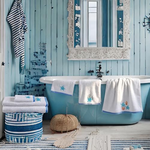 Peryiter 3 Pack Sea Turtle Decorative Bath Towel Set - Image 5