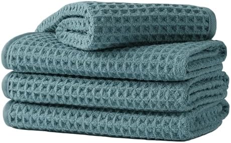 Microfiber Waffle Face Towels, 4 Pieces, Fast Drying, Lint Free 430 GSM by Unknown