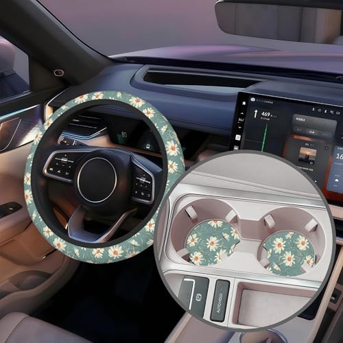 White Daisy Steering Wheel Cover - Image 5