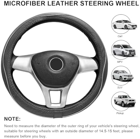 Car Steering Wheel Cover, 15 Inch Anti-Slip Breathable Leather Auto Steering - Image 2