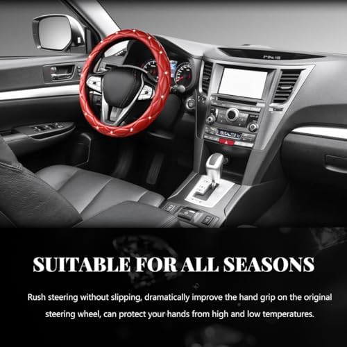 Bling Car Steering Wheel Cover, 15 Inch Diamond Leather Anti-Slip Auto Steering - Image 3