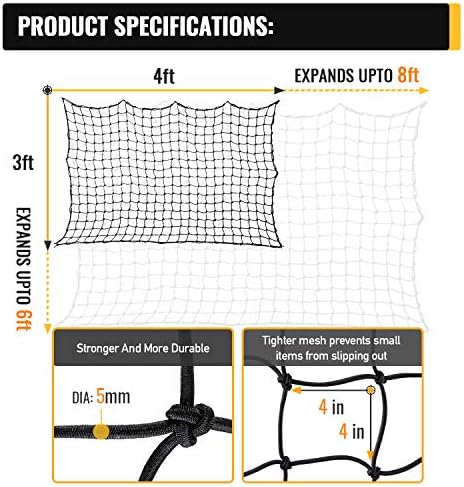 3'x4' Bungee Cargo Net for Truck Bed Stretches to 6'x8' | No Gaps Securing - Image 2