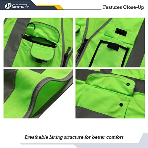 JKSafety Safety Vest for Men Women Reflective Hi Vis JK150 Green L - Image 2