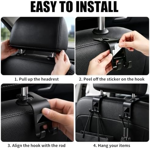 ZSDY Car Seat Headrest Hooks Heavy Duty Vehicle Back Seat Storage Organizer - Image 5