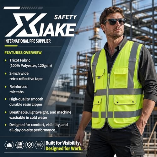 XIAKE Reflective Safety Vest for Men & Women High Visibility Class 2 Vest - Image 4