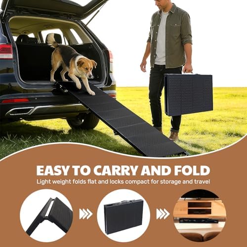71" Extra Long Dog Ramp for Large Dogs, Heavy Duty Metal Frame Pet Ramp for - Image 6