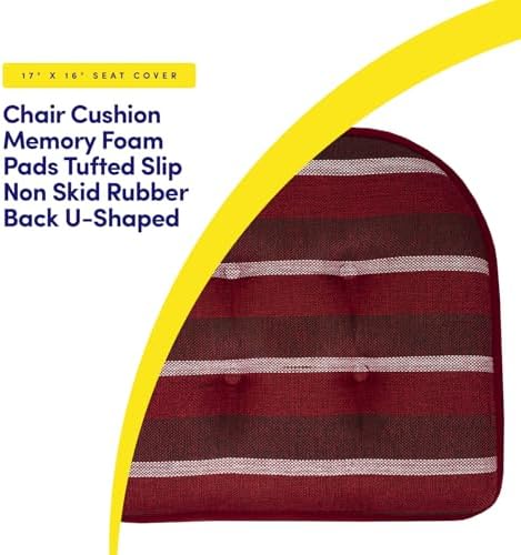 Sweet Home Collection Chair Cushion Memory Foam Pads Tufted Slip Non Skid - Image 3