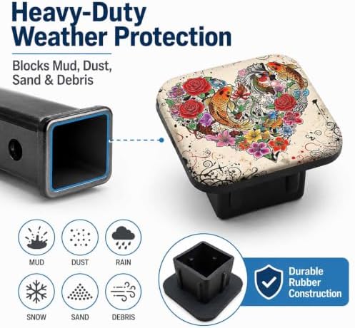 Trailer Hitch Covers Flower Heart, Heavy Duty 2 Inch Hitch Cover - Image 6