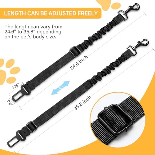 Dog Seat Belt Retractable Dog Car Harness 1 Pack Elastic Bungee Buffer - Image 2