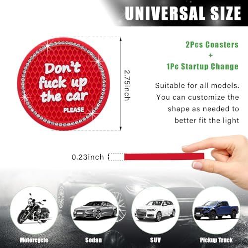 Ziciner 2 Pack Bling Car Cup Holder Coaster, 2.75 Inch Anti-Slip Auto Insert - Image 2