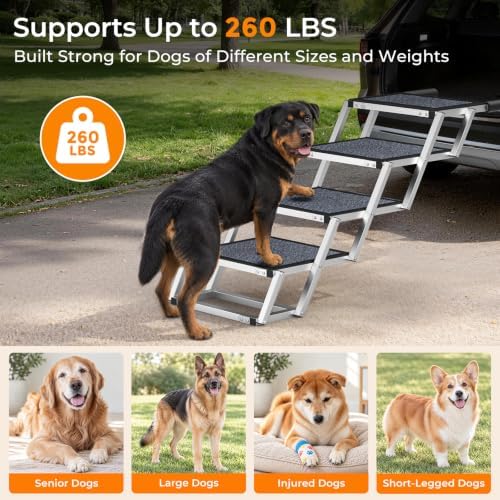 URPOWER Dog Stairs for Large Dogs Extra Wide 20" Dog Steps for Truck Ramp - Image 2